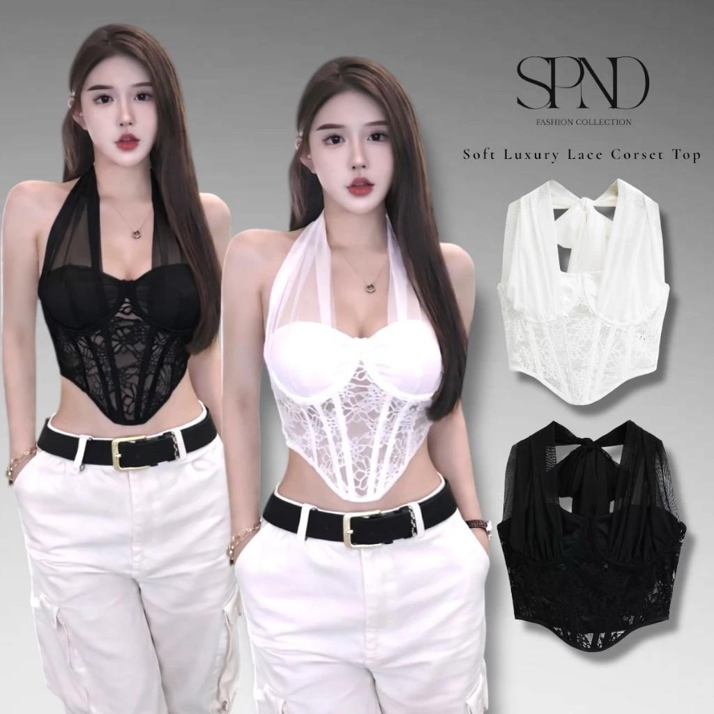 SPND【พร้อมส่ง】เสื้อครอเซ็ท สายคล้องคอแต่งได้หลายแบบ แฟชั่นผู้หญิง(245cs)