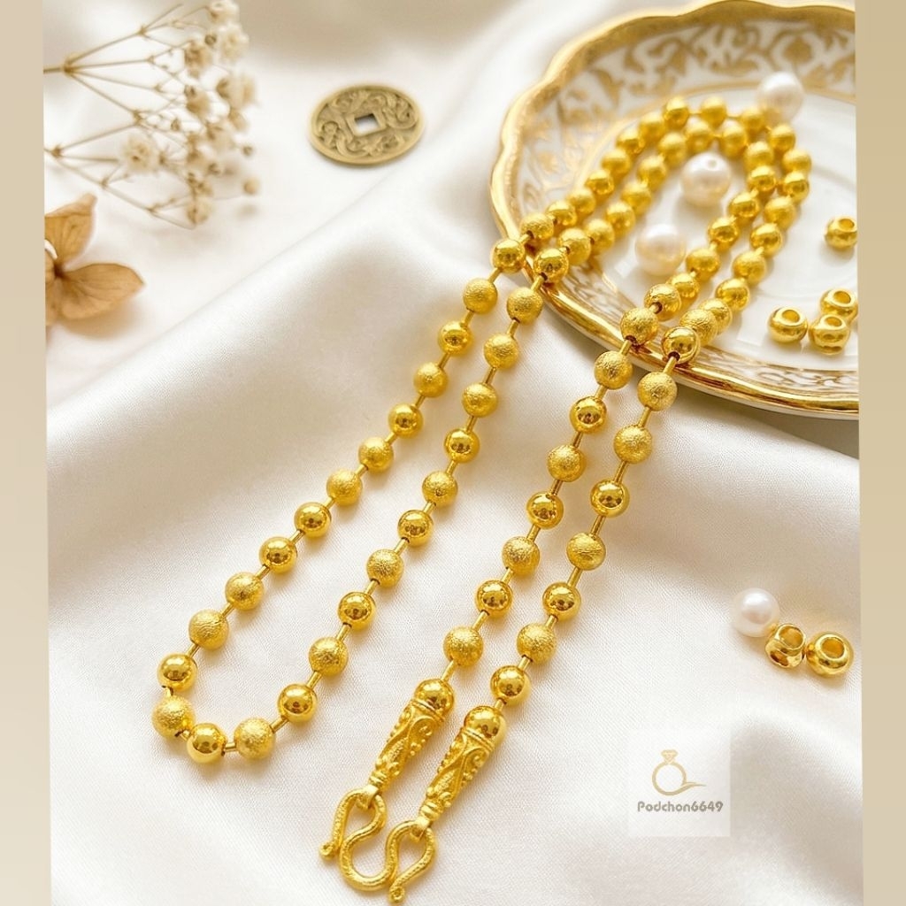 สร้อยคอไข่ปลาสลับทราย งานปราณีตสีสุกเหมือนแท้ ใส่ติดตัวได้ตลอด มีบริการเก็บเงินปลายทาง มีตะของแถม1ชิ้น