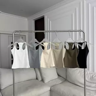 PT408 เสื้อกล้ามแต่งคว้านหลังปักโลโก้ญ PROMTHONG