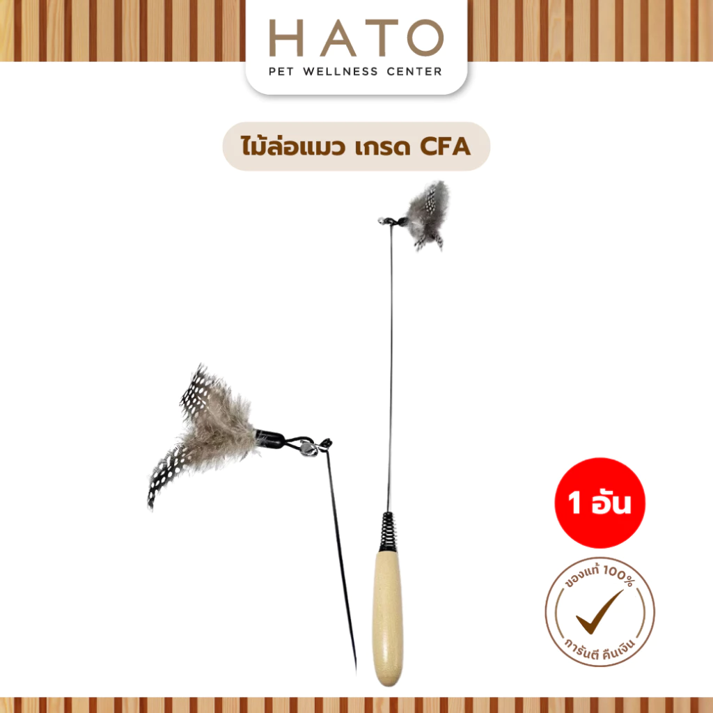 CFA ด้ามไม้พรีเมี่ยม Cat Teaser Wand พร้อม Feather Bell ที่ถอดออกได้หัวทนทานของเล่นสัตว์เลี้ยงสําหรับแมว