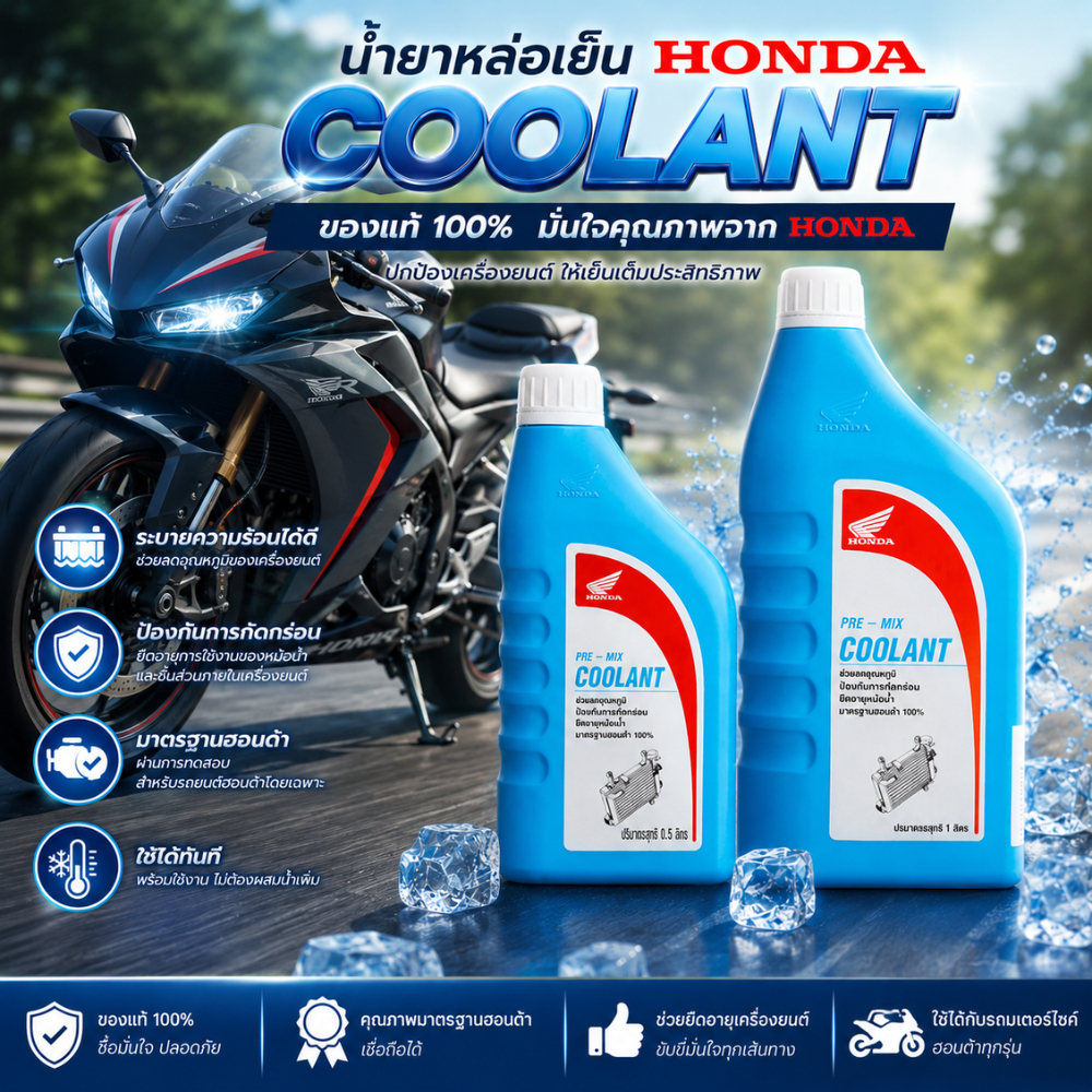 น้ำยาหม้อน้ำ น้ำยาหล่อเย็นฮอนด้า น้ำยาหม้อน้ำฮอนด้า ของแท้ Honda Coolant