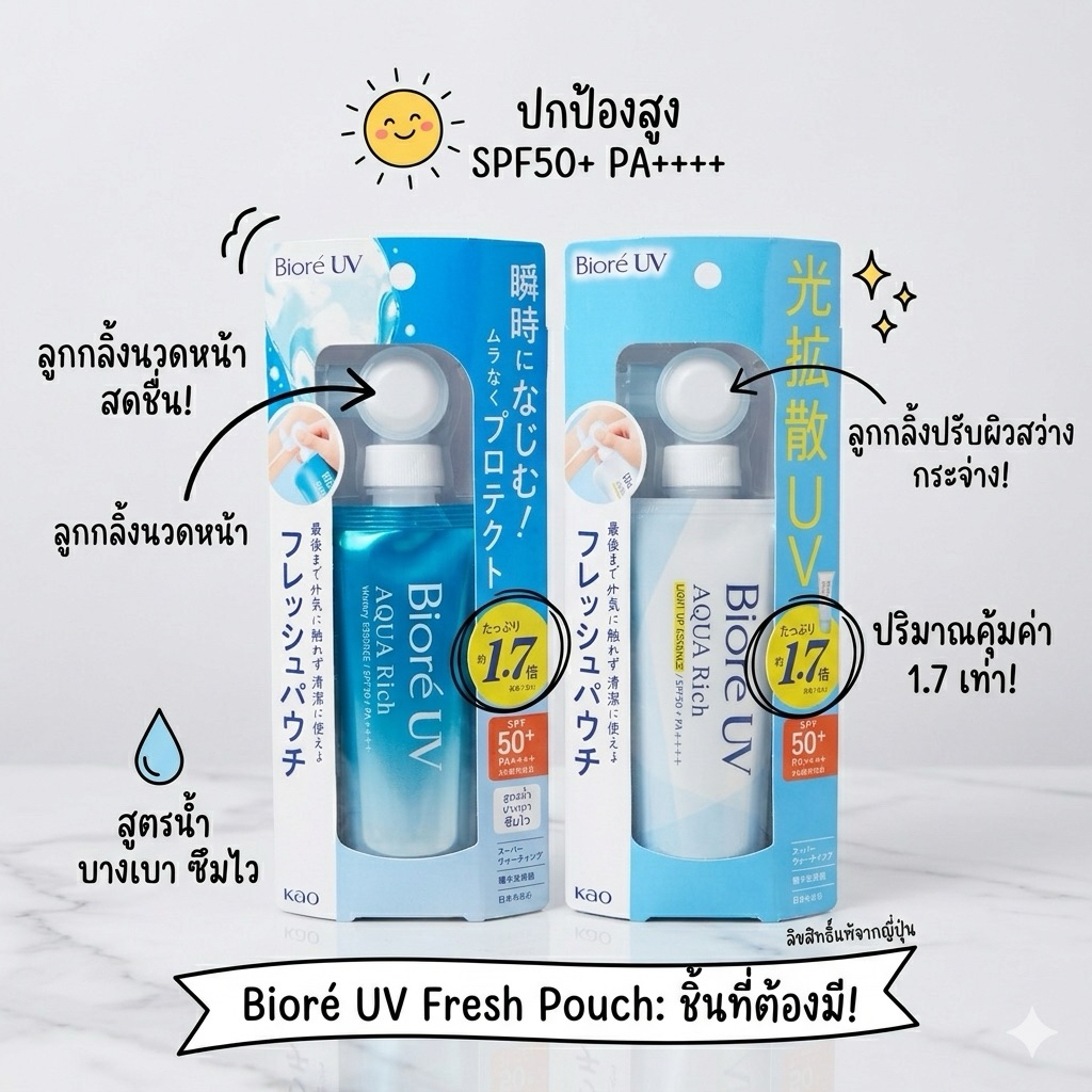 พร้อมส่งในไทย Biore UV Aqua Rich Japan กันแดดทาตัวจากญี่ปุ่นหลอดใหญ่คุ้มมาก
