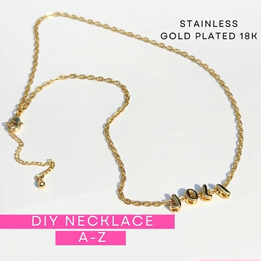 JoliJoli - tiny dangles nacklace สร้อยคอตัวอักษร จี้ตัวอักษร A-Z สร้อยและจี้แยกกัน สร้อย DIY initial necklace