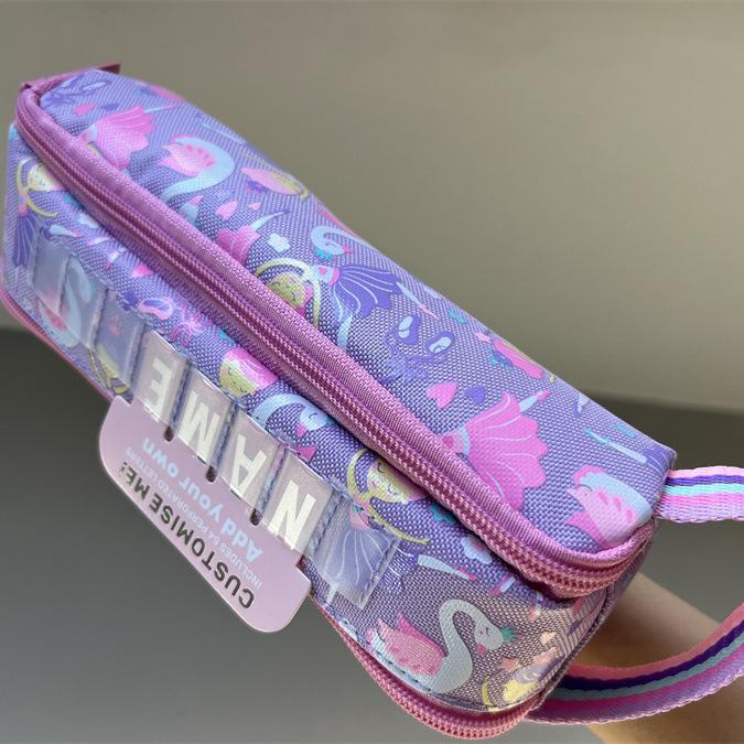 Smiggle กระเป๋าใส่ดินสอซิปสองชั้นสีเขียวลูกกวาดใสที่เก็บเครื่องเขียนนักเรียนประถมกล่องเก็บดินสอความจุมาก