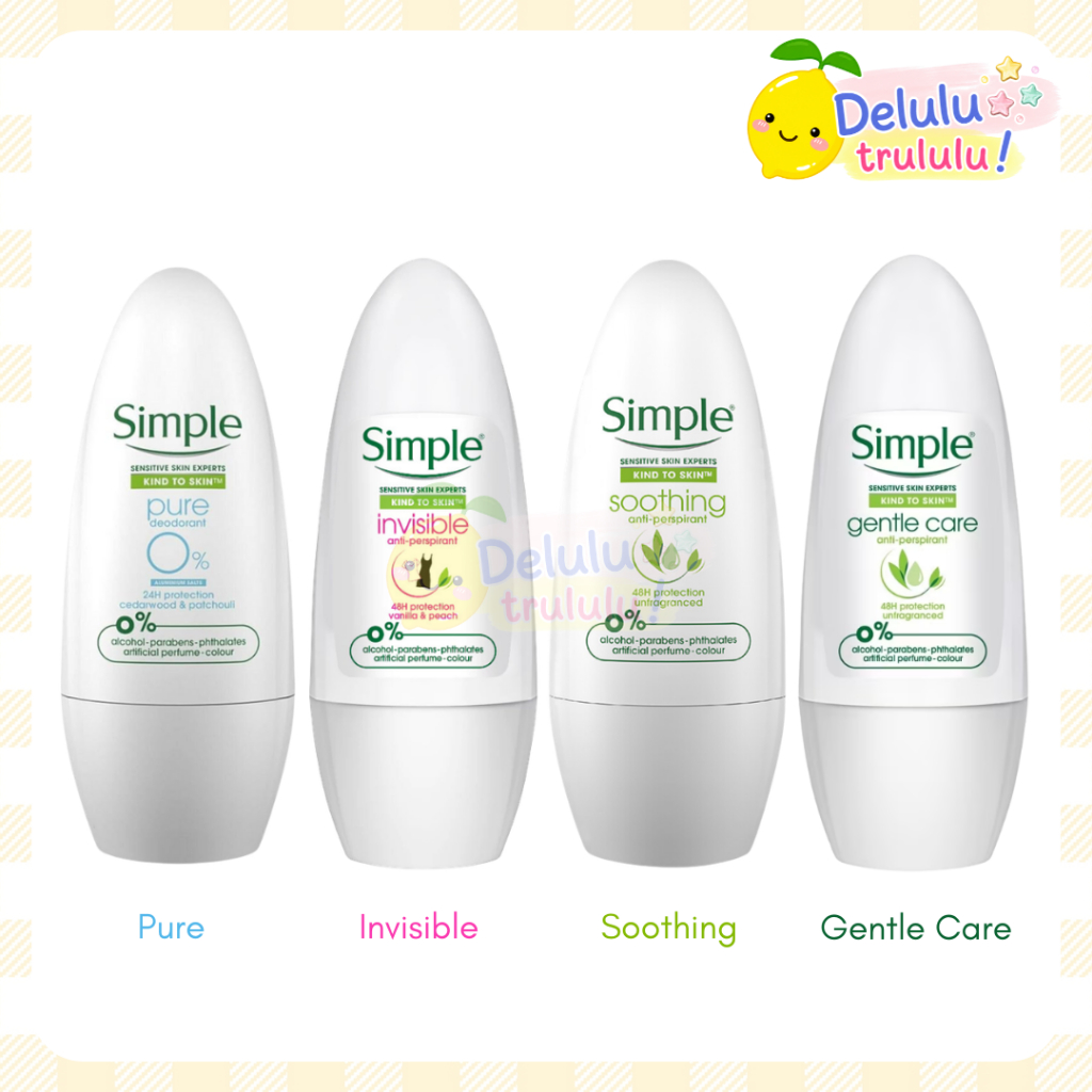 ขายดี! ของแท้ 100% โรลออน  Simple kind to skin 4 สูตร Sooting , Gentle Care , Pure , Invisible 45 ml