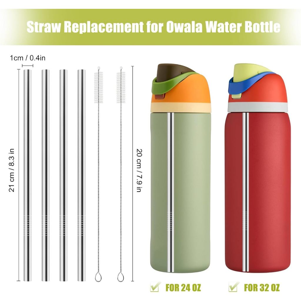 (พร้อมส่ง ของแท้) Koala Straw อะไหล่ หลอด หลอดสแตนเลส ใช้ได้กับ Owala Freesip Sway  24 / 32  oz