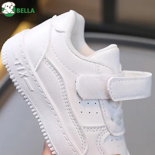 BELLAนักเรียนรองเท้าผ้าใบสีดำ รองเท้าวิ่งสีขาว พื้นนิ่ม กันลื่น เหมาะกับใส่เดินกลางแจ้ง สําหรับเด็กผู้ชาย และเด็กผู้หญิง