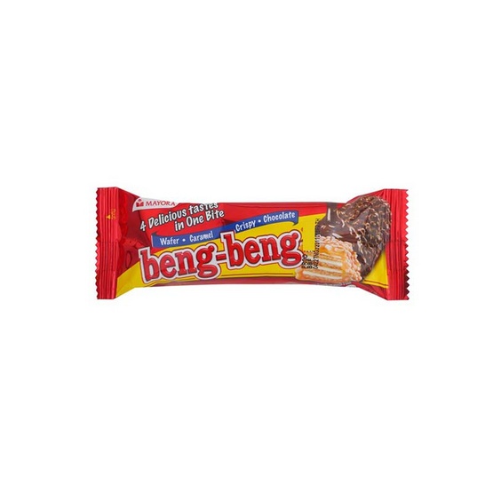 (1 ชิ้น) เบงเบง เวเฟอร์สอดไส้ครีมเคลือบคาราเมล Beng Beng ตราเบงเบง 20 กรัม