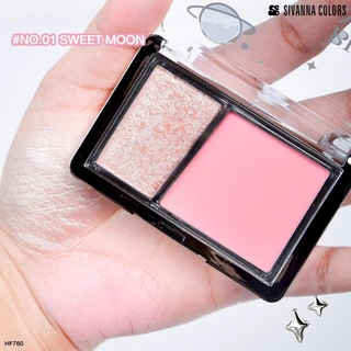 (HF760) Sivanna Colors Blush on the Moon ซีเวนน่า คัลเลอร์ส 2in1 บลัชออน&ไฮไลท์ในตลับเดียว บลัชออนเปิดผิวสว่าง มีมิติ
