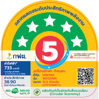 Hisense เครื่องซักผ้าฝาหน้า Inverter ความจุซัก 12kg+อบ 8kg/14kg+อบ9kg l AI Wash สีดำ รุ่น M5