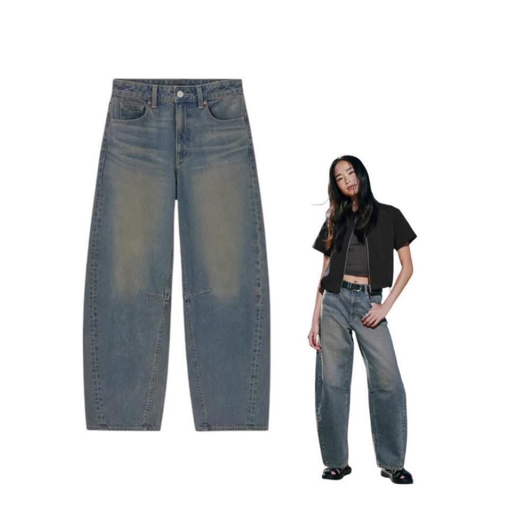มือ1 แท้💯💙 GU💙  Barrel jeans #งานตัดป้าย ไซส์s-XL(ตำหนิ)
