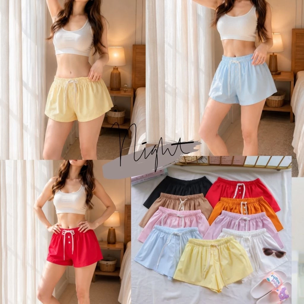 Candy Shorts กางเกงขาสั้น แคนดี้ 9สี เอวต่ำ เชือกรูด สั้นแบบถูกใจสาวๆ เนื้อผ้าคอตตอล100%