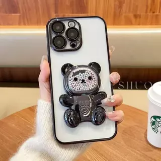เคสโทรศัพท์ สำหรับ Vivo V70 V70FE Y05 Y11D Y21D Y31 2025 Y05 Y04 Y04S Y29S Y15S Y01 หมี LOVE กริตเตอร์ เคส ตั้งได้ Z1