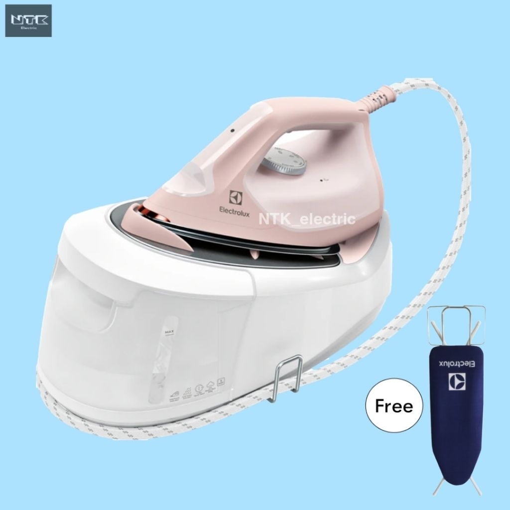 Electrolux E6SS1-40PP เตารดไอน้าแบบแยกหม้อต้ม 1.2 ลิตร 2400 วัตต์ (สชมพู) แถมฟรี โต้ะรีดผ้า