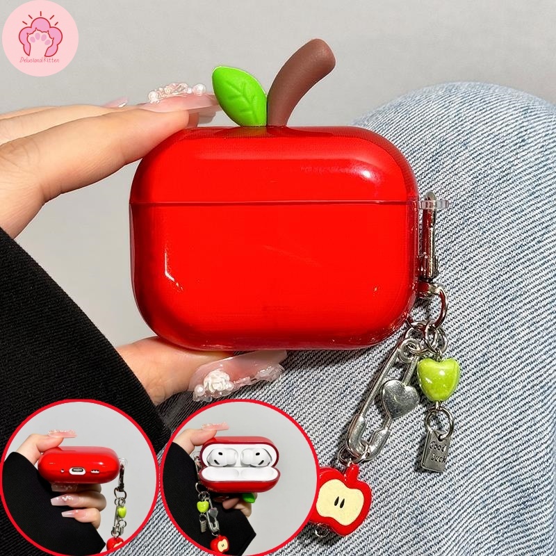 จัดส่งจากกรุงเทพฯ  เคสป้องกันผลไม้สีแดงใสน้ําแข็งเหมาะสําหรับ AirPodsPro3 เคสหูฟัง