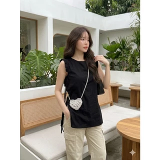 B684 เสื้อแขนกุดผูกข้าง ลุคมินิมอลดูแพง ตัวนี้คือ เรียบแต่ดูดีมาก