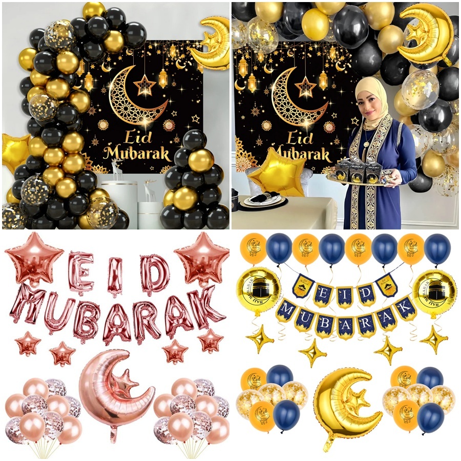 📌ส่งจากไทย📌ลูกโป่งตกแต่งบ้าน ลูกโป่งวันอีด วันรายอ Eid Mubarak Muslim มุสลิม อิสลาม แถมกาวติดผนัง