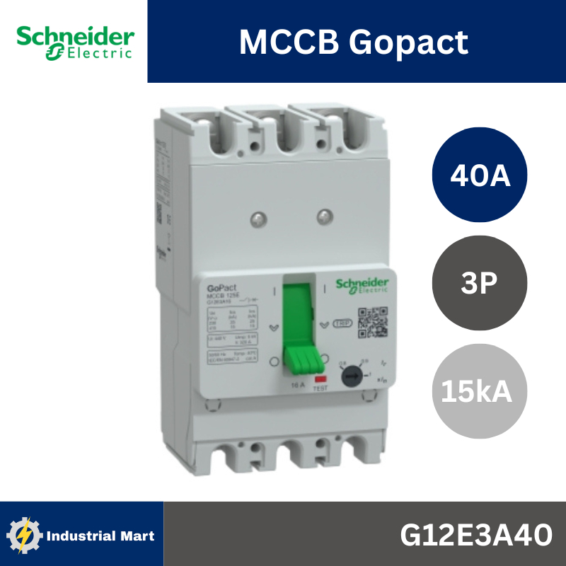 Schneider G12E3A40 เซอร์กิตเบรกเกอร์ GoPact MCCB ชนิด 3 โพล 40A 15kA at 415VAC ขนาดเฟรม 125A