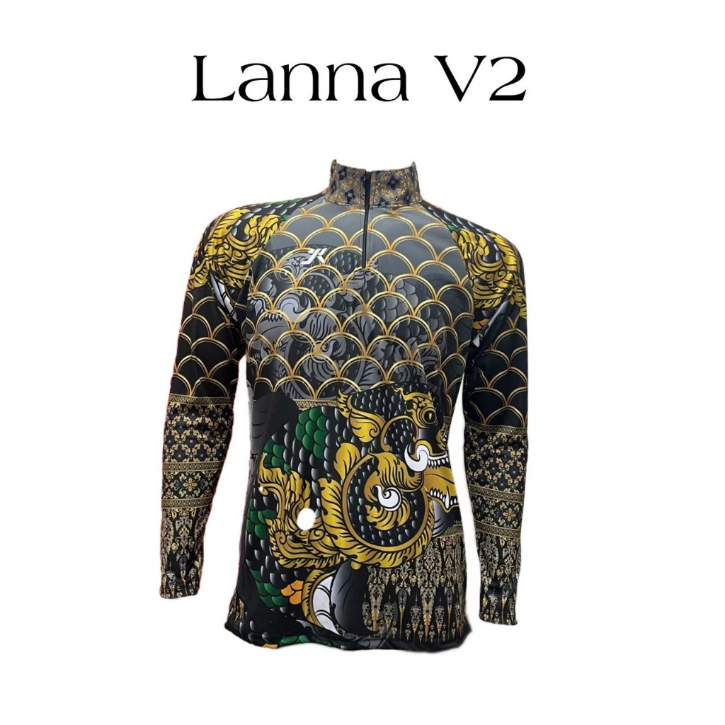 เสื้อตกปลา LANNA V2 JK Thailand กันยูวีสำหรับกีฬากิจกรรมกลางแจ้งลาย LANNA ป้องกันรังสี  80% แห้งเร็ว