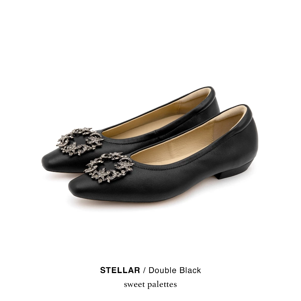 Sweet Palettes รองเท้าหนังแกะ Stellar Double Black