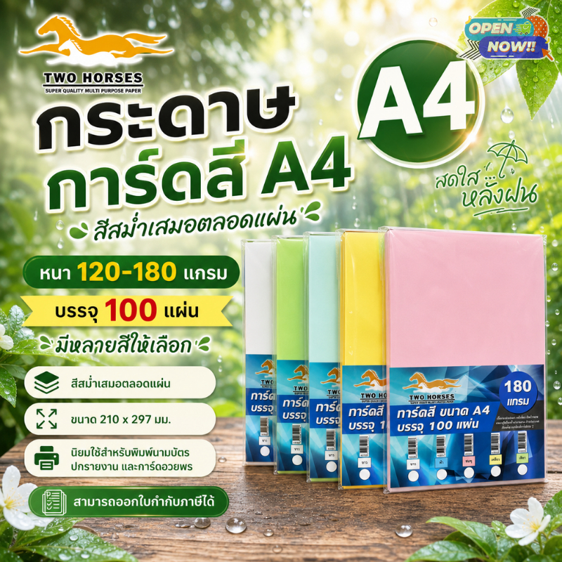 [มีส่งด่วน] กระดาษ การ์ดสี ขนาด A4 หนา 120,150,180 แกรม ( 210 x 297 มม.) บรรจุ 100แผ่น กระดาษหน้าปก ปกรายงาน