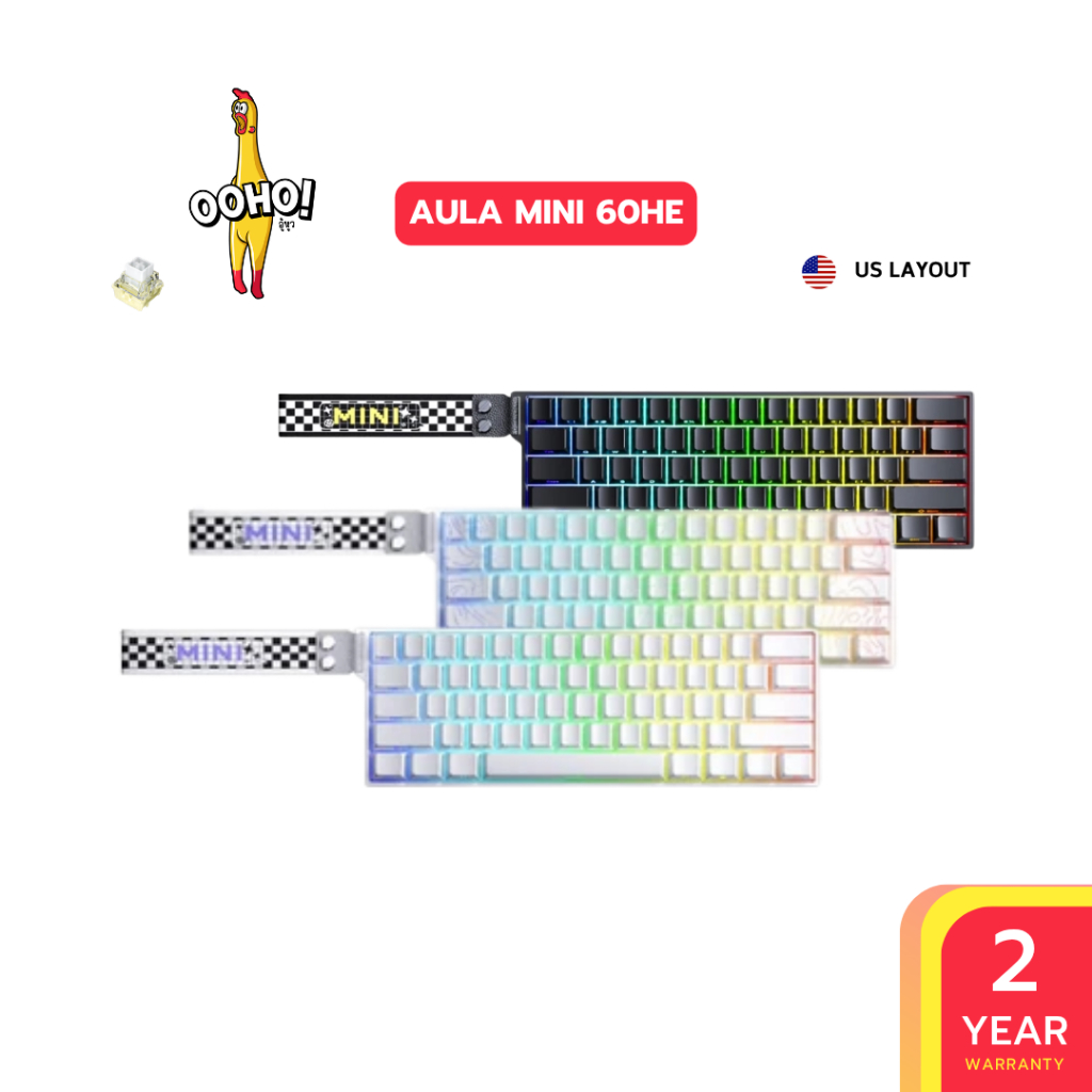 คีย์บอร์ด HE ไร้สาย AULA MINI60HE Rapid Trigger Wireless Keyboard Magnetic Switch