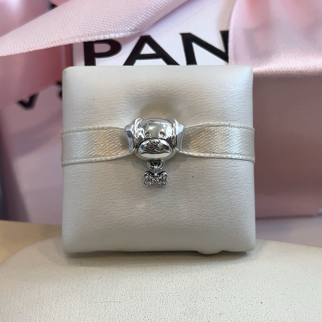 (ของแท้100%)Pandora silver charm Pet Dog & Bone ชาร์มหมา