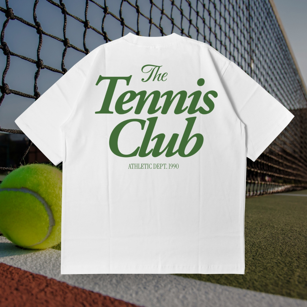 🎾VIBEDEE🎾 เสื้อยืด Tennis Club เสื้อทรง Boxy T-Shirt Premium Heavy Cotton 100% ผ้าฝ้ายหนานุ่ม comb no.20 Oversize/ครอป