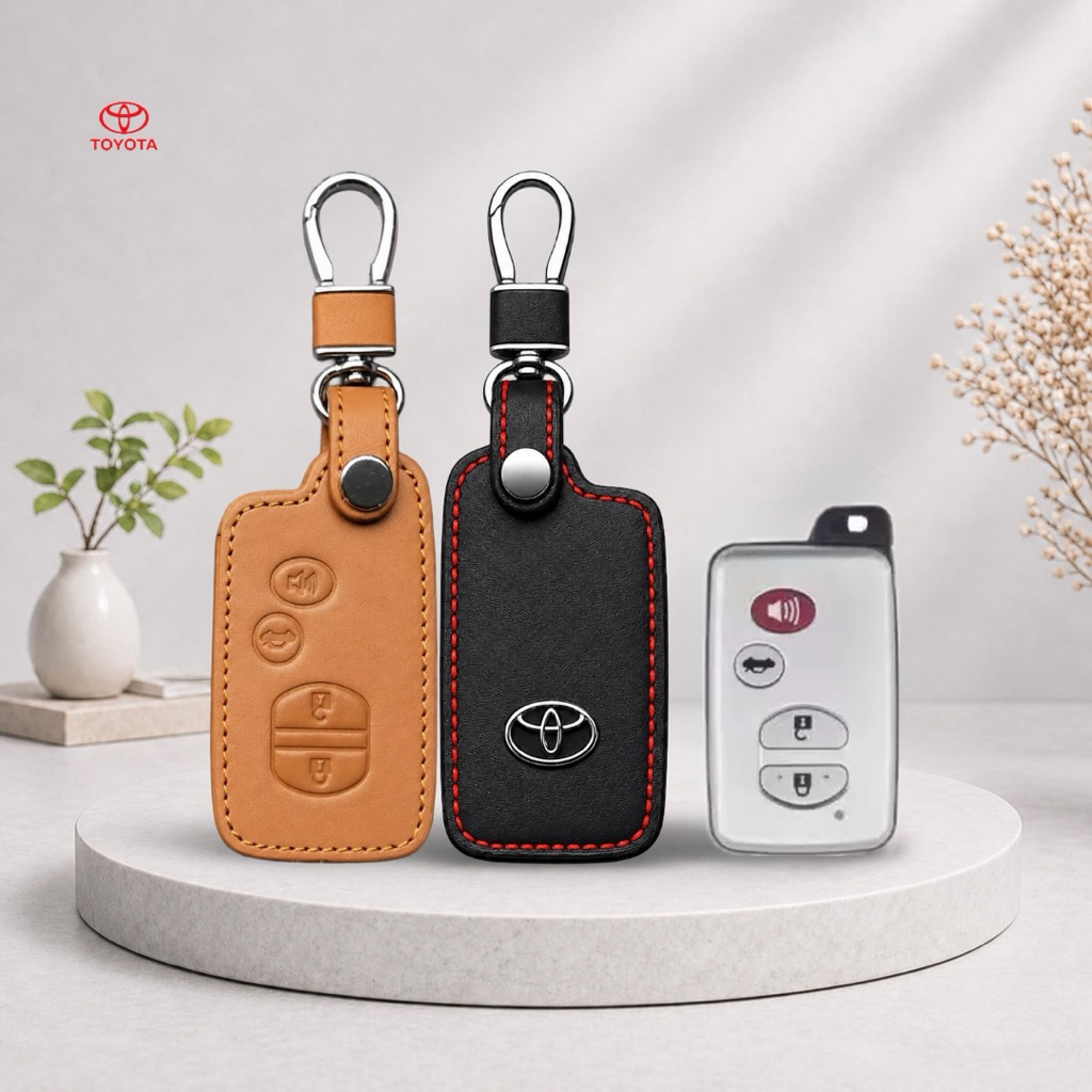 ซองหนังแท้ ใส่กุญแจรีโมทรถยนต์ รุ่นหนังนิ่ม-โลโก้เหล็ก Toyota Camry Hybrid ,Prius,Altis