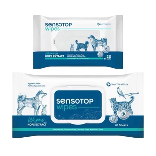 Sensotop wipes บรรจุ 20 และ 60 แผ่น ทิชชู่เปียกสำหรับสัตว์เลี้ยง