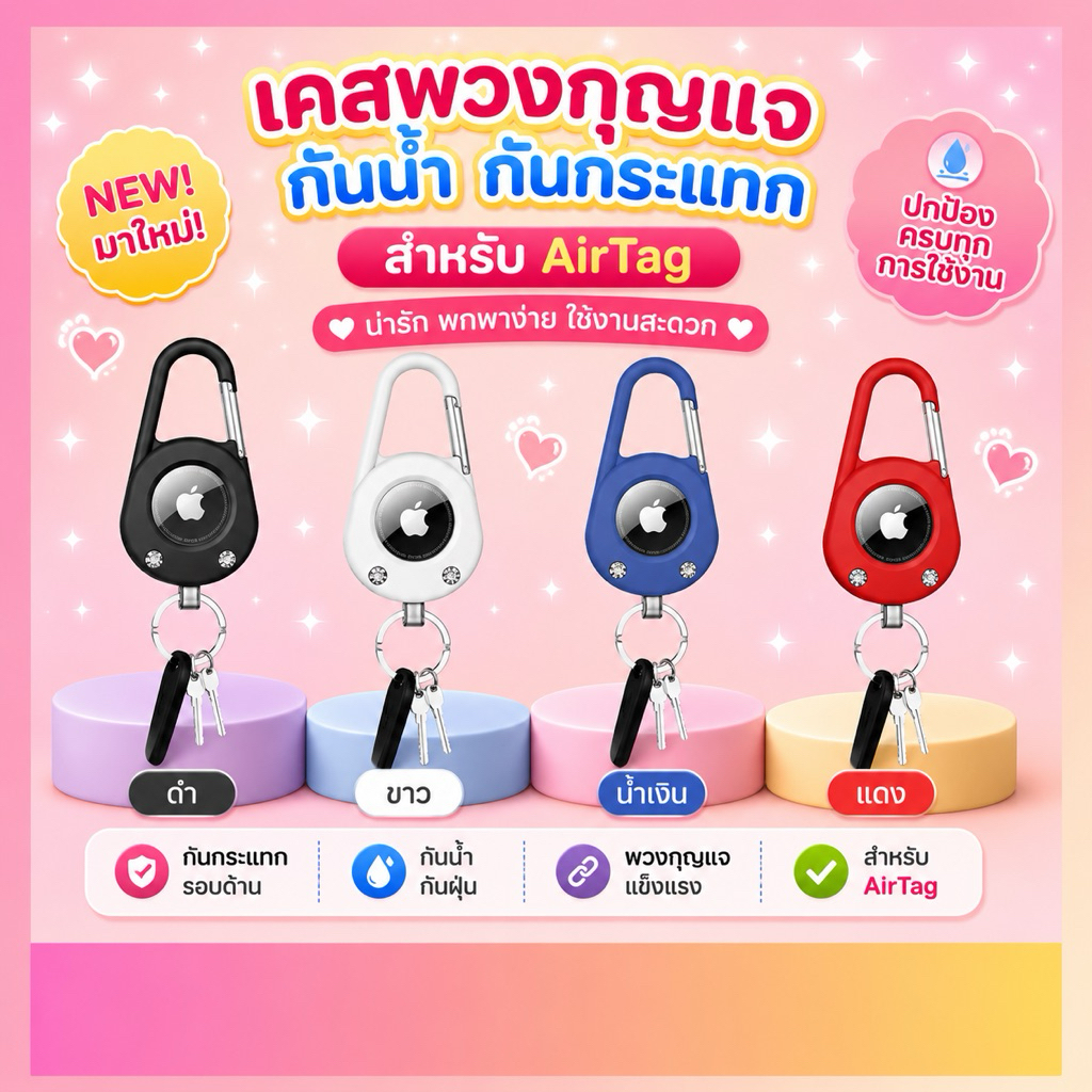 เคสพวงกุญแจสำหรับAirtagกันน้ำ,กันกระแทก[สินค้าในไทย จัดส่งภายใน24ชม.]