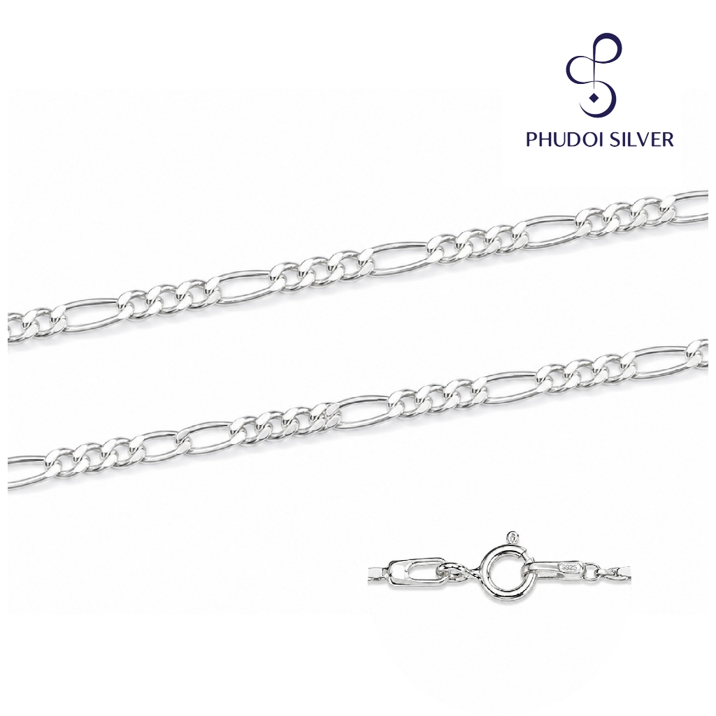 ภูดอยซิลเวอร์ สร้อยลายฟิกาโร หนา 1.5 มิล เงินแท้ 92.5%