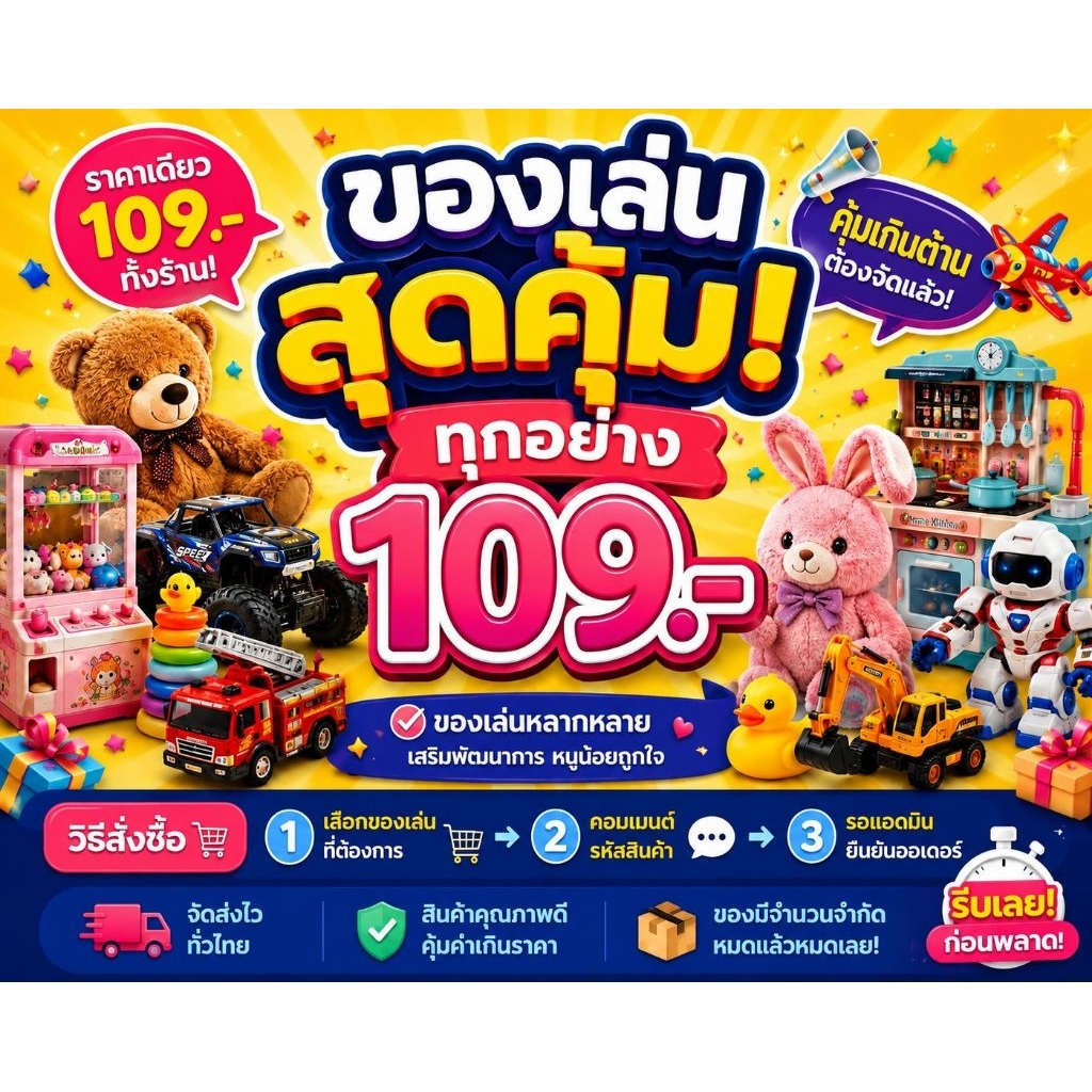 🧸 ของเล่นสุดฮิต ราคาเดียว 109 บาท