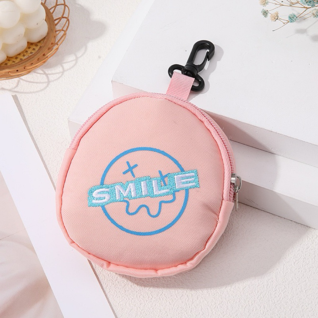 สินค้าพร้อมส่ง กระเป๋าเหรียญ Smile Pink หูฟังกระเป๋ามินิกระเป๋า พกพาง่ายใช้งานสะดวก