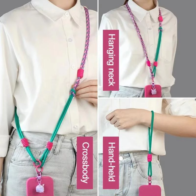 สายสะพายสไตล์สวยงามปรับระดับได้Anti-Lostสายคล้องโทรศัพท์แบบปรับได้สามแบบสำหรับผู้หญิง สายคล้องไหล่แบบยาโซ่ยาว