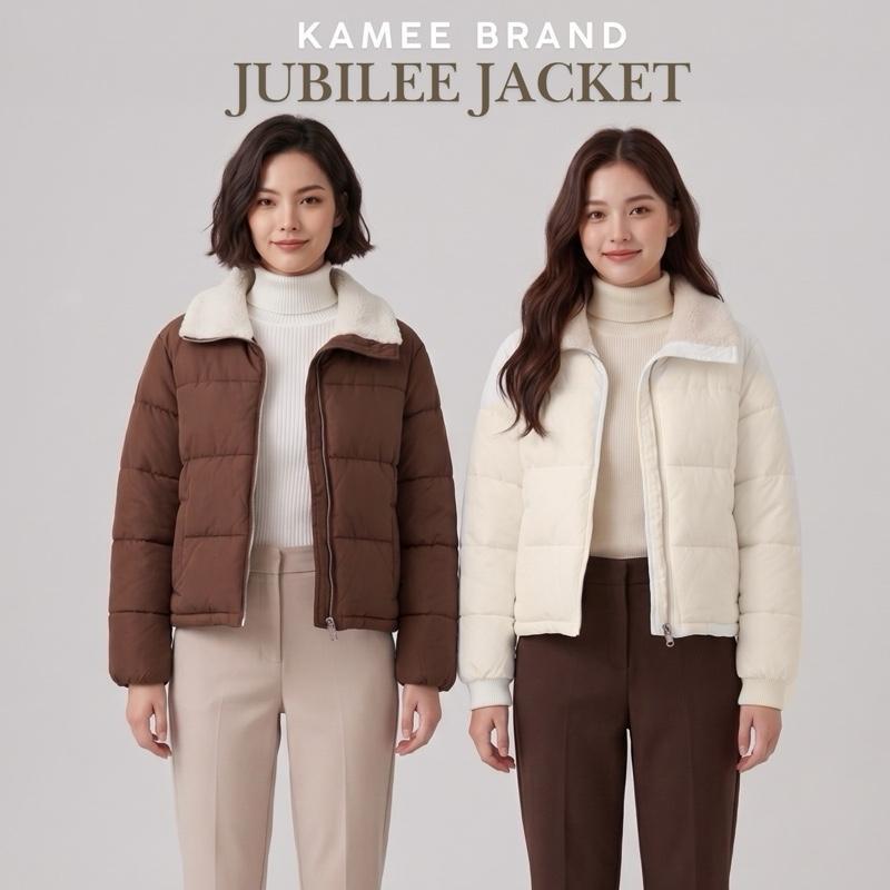 Kamee Jubilee jacket เสื้อแจ็คเก็ตทรงครอป บุนวมกันหนาว อากาศ 5-10 องศา ปกแต่งขนแกะ