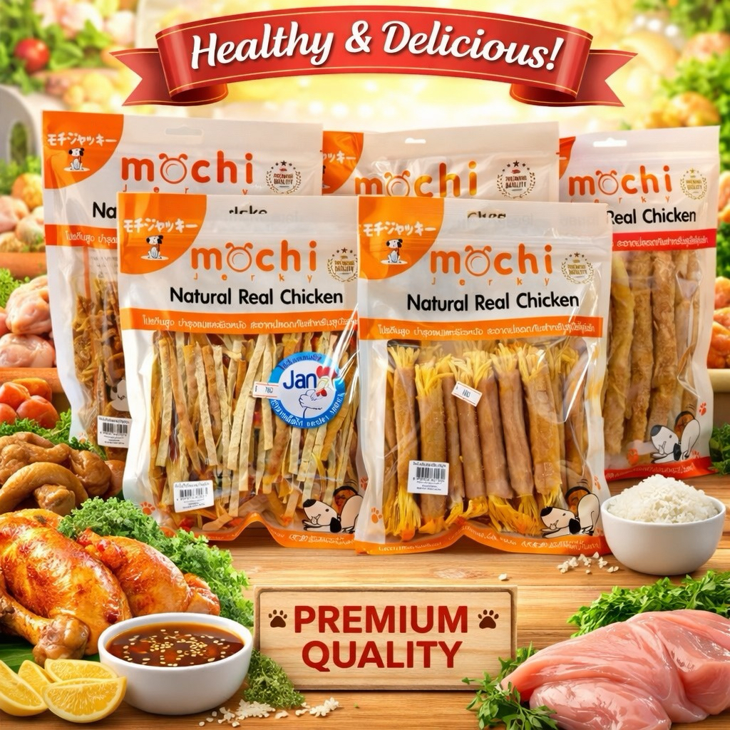 Mochi Natural​ ขนมไก่เเละปลาสำหรับสุนัข​  โปรตีนสูงช่วยบำรุงผิวหนัง​ ขนาด300g