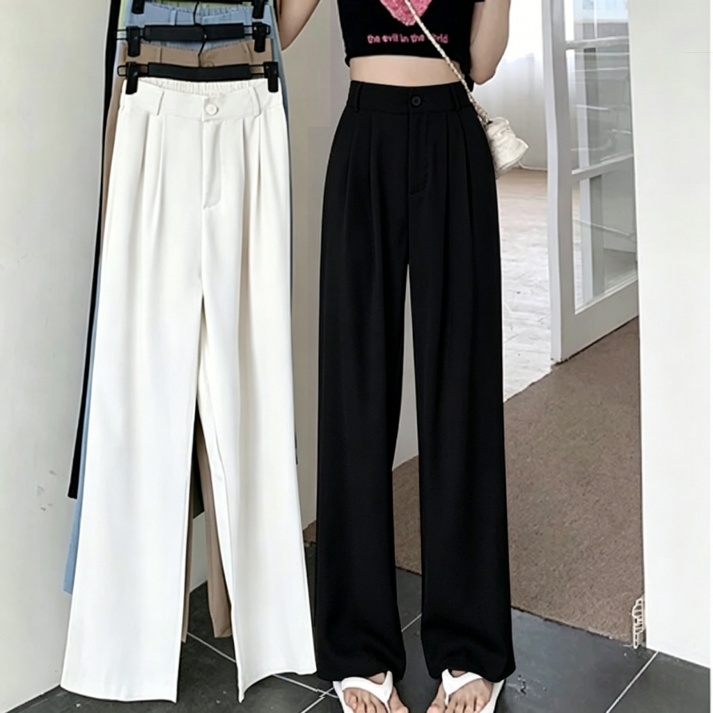 กางเกงขายาวผู้หญิง สามสี การออกแบบแฟชั่น Baggy pants พักผ่อน คุณภาพเคาน์เตอร์ ใส่สบายในชีวิตประจำวัน
