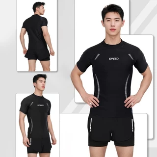 ชุดว่ายน้ำผู้ชาย ทูพีช 2 ชิ้น กันUV แห้งเร็ว ระบายอากาศ Anti Embarrassment ผ้าเนื้อดี เหมาะสำหรับยิมและวิ่ง ส่งไว