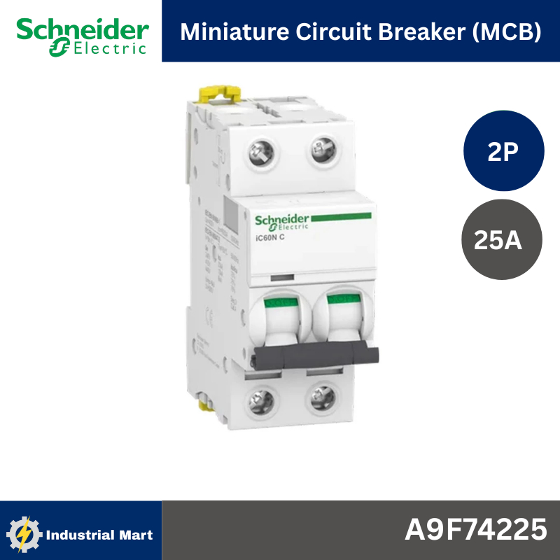 Schneider A9F74225 MCBActi9 iC60N C-Curve,400VAC,2P 25A 10kA