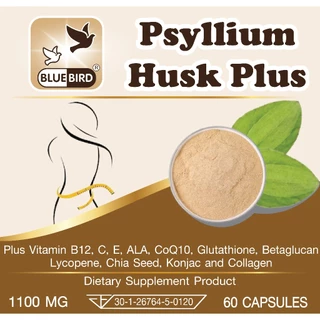 [1แถม1] Psyllium Husk Plus ไซเลี่ยมฮัสก์ พลัส ตรา บลูเบิร์ด ขนาด 1100 มิลลิกรัม 60 แคปซูล