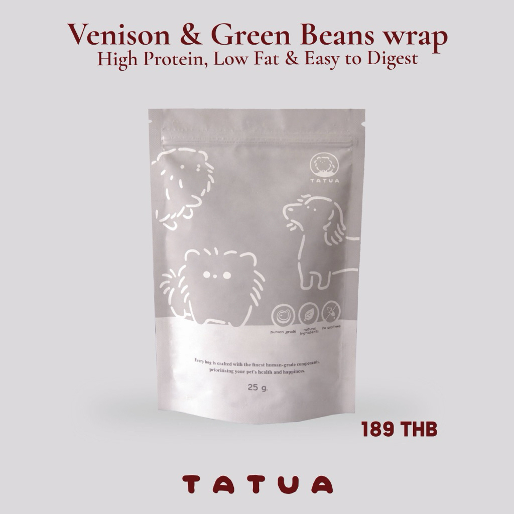 TATUA - Venison & Green Bean Wrap เนื้อกวางพันถั่วแขก ไขมันต่ำ  บำรุงสุขภาพโดยรวม ขนาด 25g.