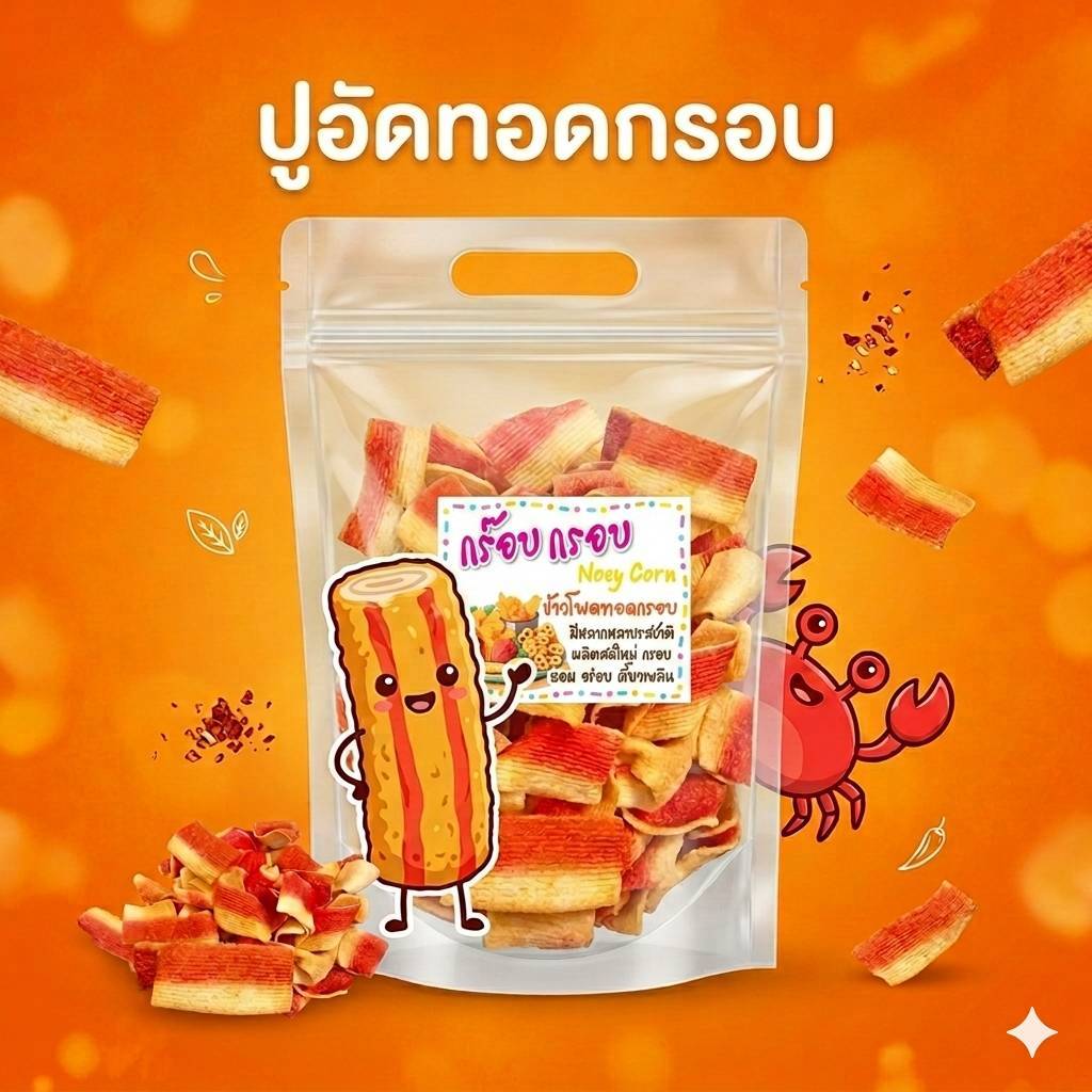 ปูอัดทอดกรอบ กรอบอร่อยมาก ห่อใหญ่ ราคาคุ้มค่า