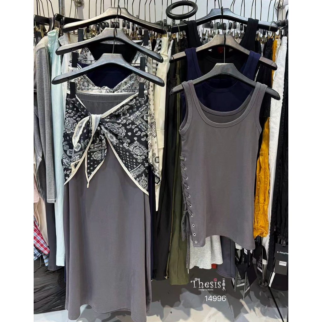 ชุดเซ็ต2ชิ้น เสื้อกล้ามยาว+กระโปรง