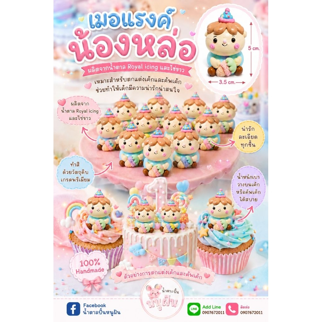 เมอแรงค์ น้องหล่อ น้ำตาลทานได้ใช้เวลาจัดทำ 1-2 วันรบกวนออเดอร์ขั้นต่ำ บ้านละ 50 บาทคละได้ทุกแบบในร้านไม่รวมค่าจัดส่ง