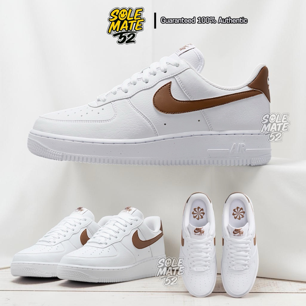 NIKE ไนกี้ รองเท้าผ้าใบ W Air Force 1 ’07 Next Nature White/Fauna Brown DC9486-115 พร้อมถุงแบรนด์ 🛍️