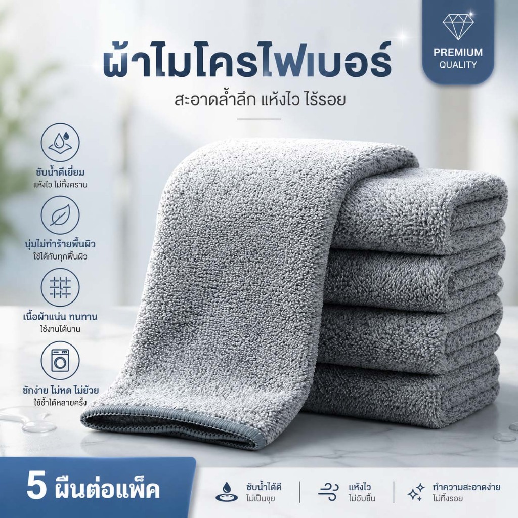 ผ้าเช็ดสีเรียบ ผ้าเช็ดจาน ไม่ติดคราบมัน ซักสะอาดง่าย ผ้าเช็ดครัว ผ้าเช็ดใช้ในบ้าน ทนทาน ซับน้ำดีมาก แห้งเร็ว