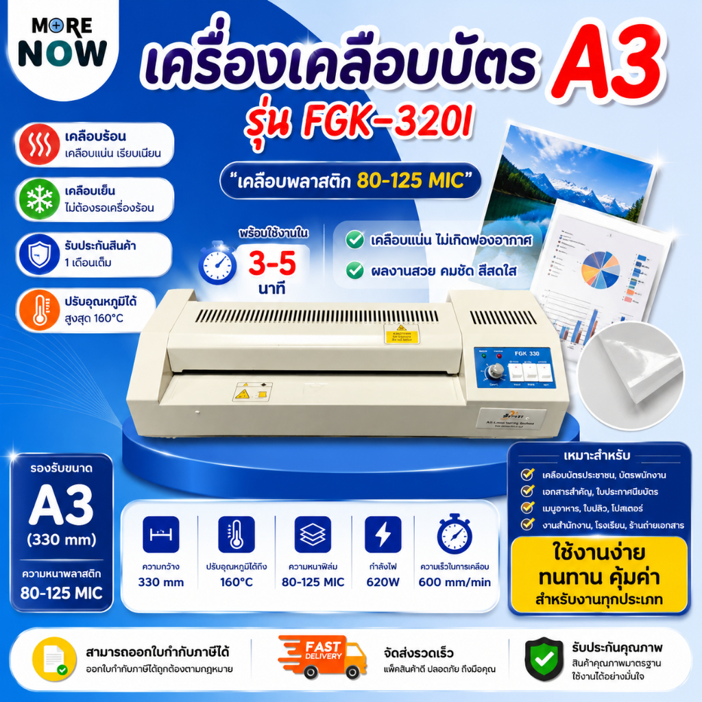 โปร เครื่องเคลือบบัตร A3 รุ่น FGK-320I เครื่องเคลือบเอกสาร Laminator A3 เคลือบบัตร ที่เคลือบเอกสาร
