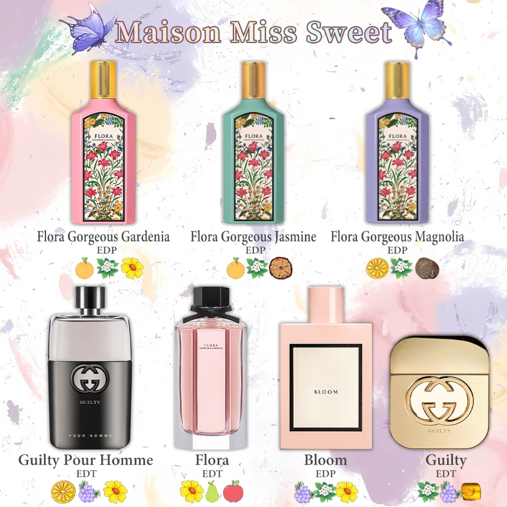 🚚จัดส่งรวดเร็ว✨Flora Gorgeous &Gorgeous Jasmine&Magnolia   Pour Homme&Bloom &Guilty EDP น้ำหอมผู้หญิง