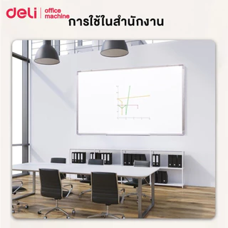 [ของแถมฟรี] Deli กระดานไวท์บอร์ด กระดานติดผนัง ติดแม่เหล็กได้ ถาดใส่ปากกาพับได้ แบบแขวน Whiteboard